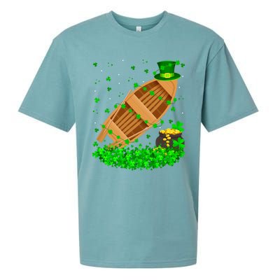 Irish Shamrock Leprechaun Fishing Boat St Patrick's Day Gift Sueded Cloud Jersey T-Shirt