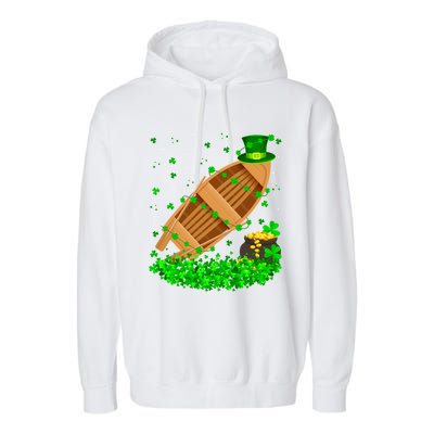 Irish Shamrock Leprechaun Fishing Boat St Patrick's Day Gift Garment-Dyed Fleece Hoodie