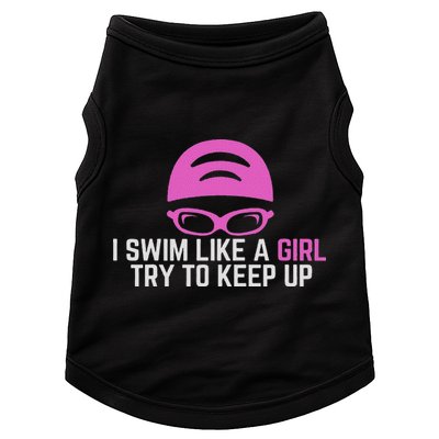 I Swim Like A Girl Funny Women Ladies Swimmer Swimming Doggie Tank