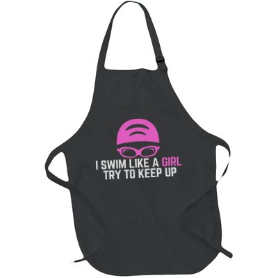 I Swim Like A Girl Funny Women Ladies Swimmer Swimming Apron