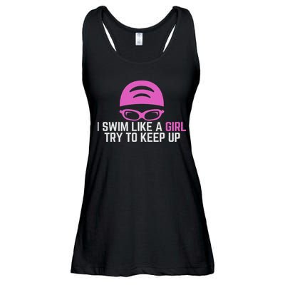 I Swim Like A Girl Funny Women Ladies Swimmer Swimming Ladies Essential Flowy Tank