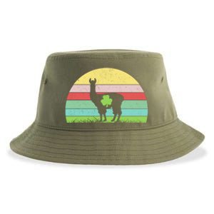 Irish Shamrock Llama St Patrick's Day Gift Sustainable Bucket Hat