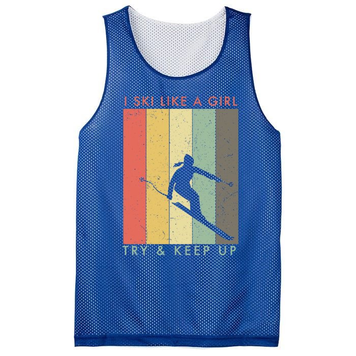 I Ski Like A Try And Keep Up Retro Vintage Gift Mesh Reversible Basketball Jersey Tank