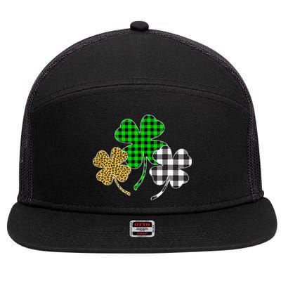 Irish Shamrocks Leopard Buffalo green St Patrick's Day 7 Panel Mesh Trucker Snapback Hat