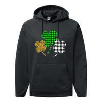 Irish Shamrocks Leopard Buffalo green St Patrick's Day Performance Fleece Hoodie