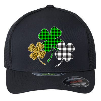 Irish Shamrocks Leopard Buffalo green St Patrick's Day Flexfit Unipanel Trucker Cap