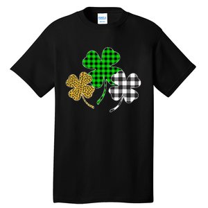 Irish Shamrocks Leopard Buffalo green St Patrick's Day Tall T-Shirt