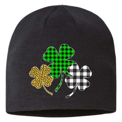 Irish Shamrocks Leopard Buffalo green St Patrick's Day Sustainable Beanie