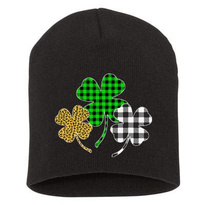 Irish Shamrocks Leopard Buffalo green St Patrick's Day Short Acrylic Beanie