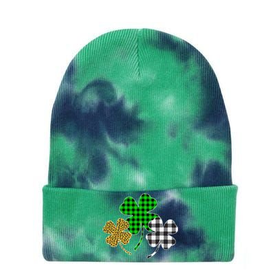 Irish Shamrocks Leopard Buffalo green St Patrick's Day Tie Dye 12in Knit Beanie