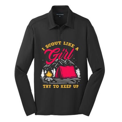 I Scout Like A Girl Try To Keep Up Funny Scout Silk Touch Performance Long Sleeve Polo