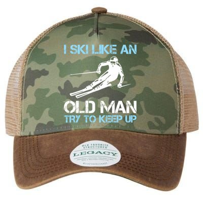 I Ski Like An Old  Funny Skiing Lover Gift Legacy Tie Dye Trucker Hat