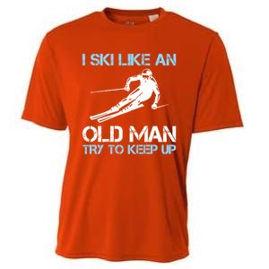 I Ski Like An Old  Funny Skiing Lover Gift Cooling Performance Crew T-Shirt