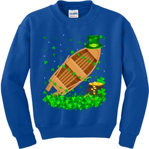 Irish Shamrock Leprechaun Fishing Boat St Patrick's Day Gift Kids Sweatshirt