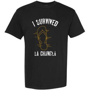 I Survived La Chancla Slippers Funny Mexican Culture Gift Garment-Dyed Heavyweight T-Shirt