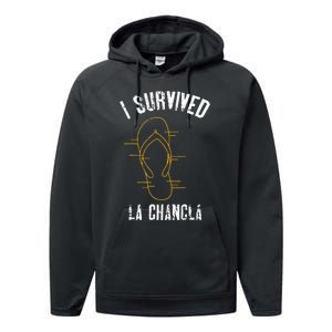 I Survived La Chancla Slippers Funny Mexican Culture Gift Performance Fleece Hoodie