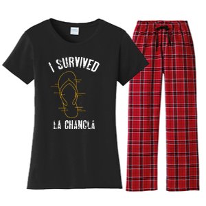 I Survived La Chancla Slippers Funny Mexican Culture Gift Women's Flannel Pajama Set