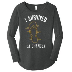 I Survived La Chancla Slippers Funny Mexican Culture Gift Women's Perfect Tri Tunic Long Sleeve Shirt