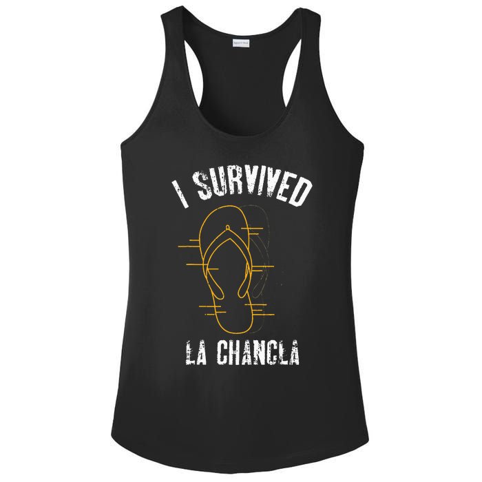 I Survived La Chancla Slippers Funny Mexican Culture Gift Ladies PosiCharge Competitor Racerback Tank