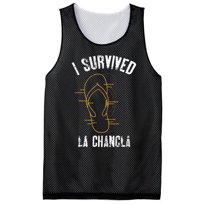 I Survived La Chancla Slippers Funny Mexican Culture Gift Mesh Reversible Basketball Jersey Tank