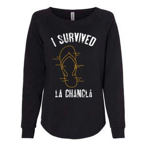 I Survived La Chancla Slippers Funny Mexican Culture Gift Womens California Wash Sweatshirt