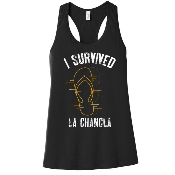 I Survived La Chancla Slippers Funny Mexican Culture Gift Women's Racerback Tank