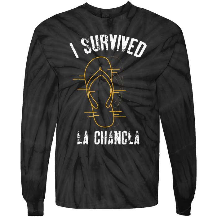 I Survived La Chancla Slippers Funny Mexican Culture Gift Tie-Dye Long Sleeve Shirt