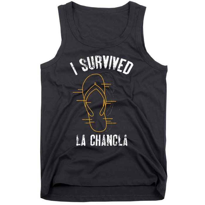 I Survived La Chancla Slippers Funny Mexican Culture Gift Tank Top