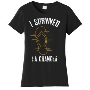 I Survived La Chancla Slippers Funny Mexican Culture Gift Women's T-Shirt