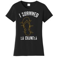 I Survived La Chancla Slippers Funny Mexican Culture Gift Women's T-Shirt