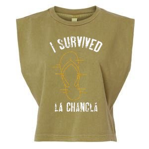 I Survived La Chancla Slippers Funny Mexican Culture Gift Garment-Dyed Women's Muscle Tee