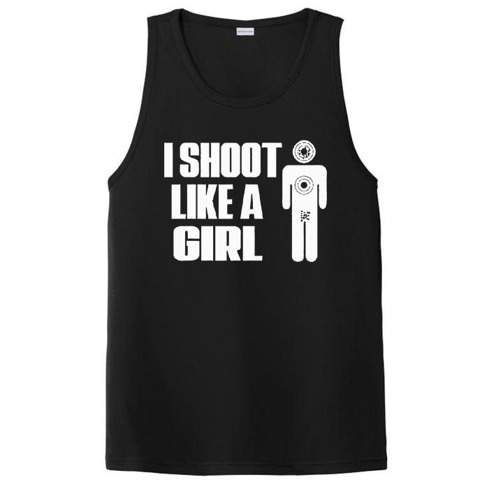 I Shoot Like A Girl Gun Shooting Funny Gift PosiCharge Competitor Tank