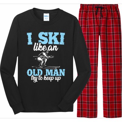 I Ski Like An Old And Try To Keep Up Vintage Retro Gift Long Sleeve Pajama Set