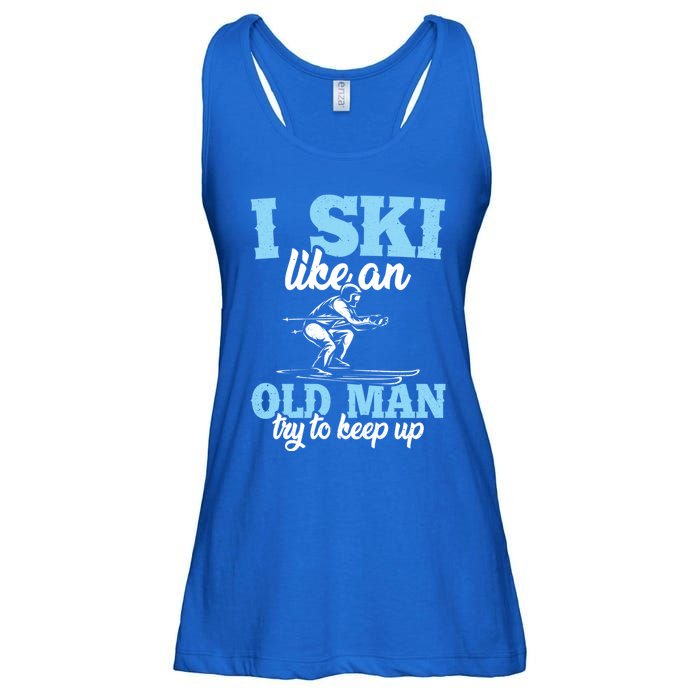 I Ski Like An Old And Try To Keep Up Vintage Retro Gift Ladies Essential Flowy Tank