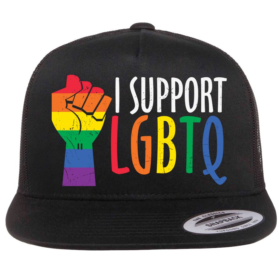 I Support Lgbtq Flat Bill Trucker Hat