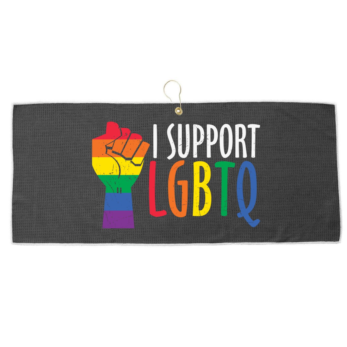 I Support Lgbtq Large Microfiber Waffle Golf Towel