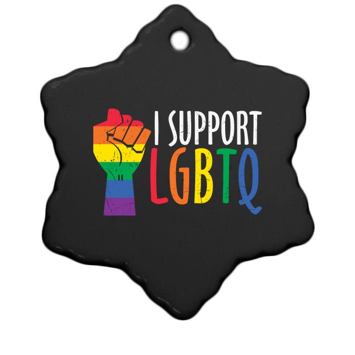 I Support Lgbtq Ceramic Star Ornament