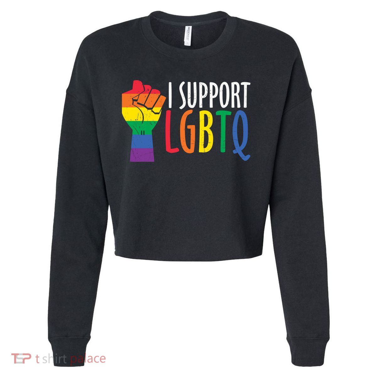 I Support Lgbtq Cropped Pullover Crew