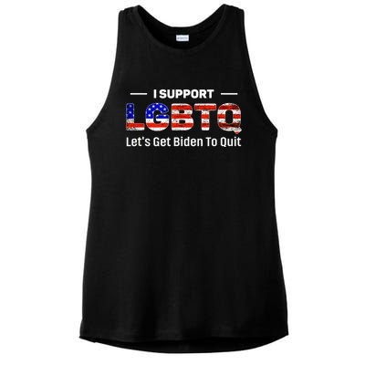 I Support LGBTQ Let's Get Biden To Quit Ladies PosiCharge Tri-Blend Wicking Tank