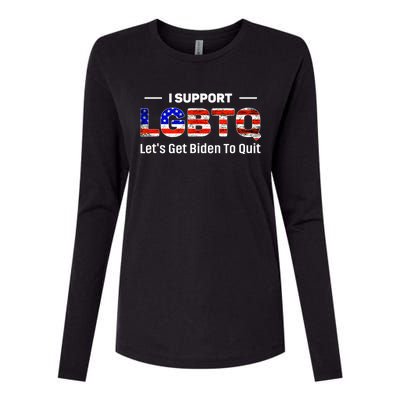 I Support LGBTQ Let's Get Biden To Quit Womens Cotton Relaxed Long Sleeve T-Shirt