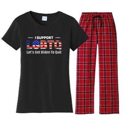 I Support LGBTQ Let's Get Biden To Quit Women's Flannel Pajama Set