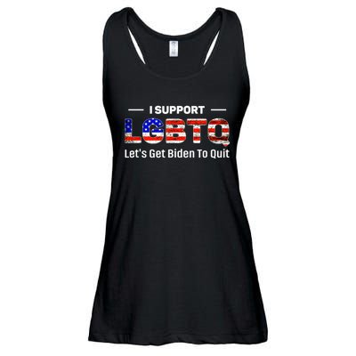 I Support LGBTQ Let's Get Biden To Quit Ladies Essential Flowy Tank