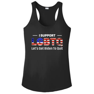 I Support LGBTQ Let's Get Biden To Quit Ladies PosiCharge Competitor Racerback Tank