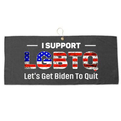 I Support LGBTQ Let's Get Biden To Quit Large Microfiber Waffle Golf Towel