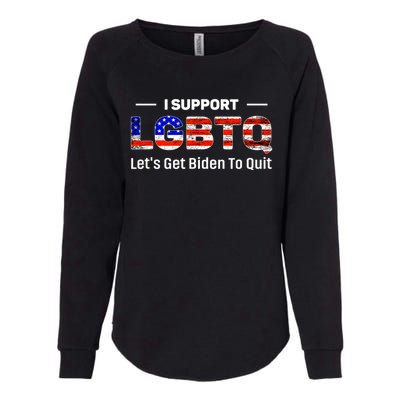 I Support LGBTQ Let's Get Biden To Quit Womens California Wash Sweatshirt