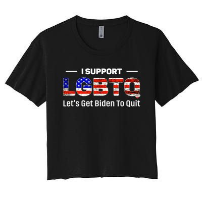 I Support LGBTQ Let's Get Biden To Quit Women's Crop Top Tee