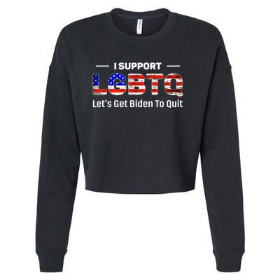 I Support LGBTQ Let's Get Biden To Quit Cropped Pullover Crew