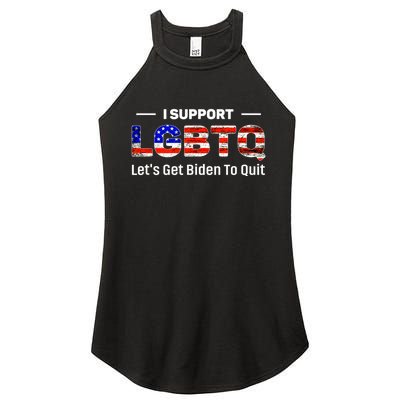 I Support LGBTQ Let's Get Biden To Quit Women's Perfect Tri Rocker Tank