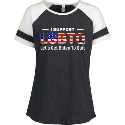 I Support LGBTQ Let's Get Biden To Quit Enza Ladies Jersey Colorblock Tee