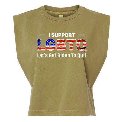 I Support LGBTQ Let's Get Biden To Quit Garment-Dyed Women's Muscle Tee